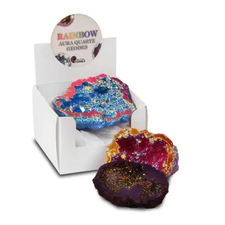 Rainbow Aura Quartz Geode Pack — rainbow aura quartz geode