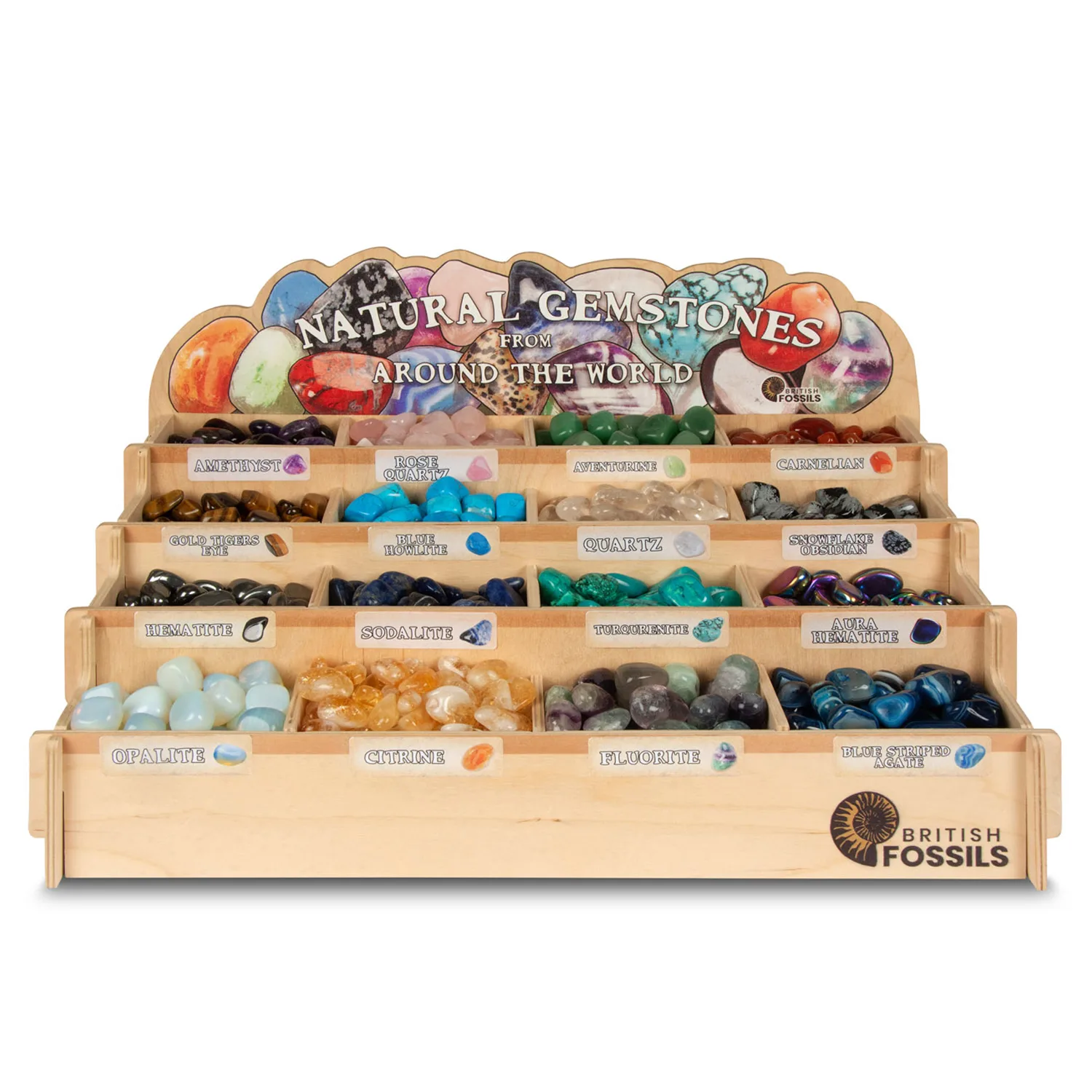 16 Gemstone Wooden Counter Unit
