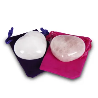 Coloured Velour Pouches — rose quartz heart