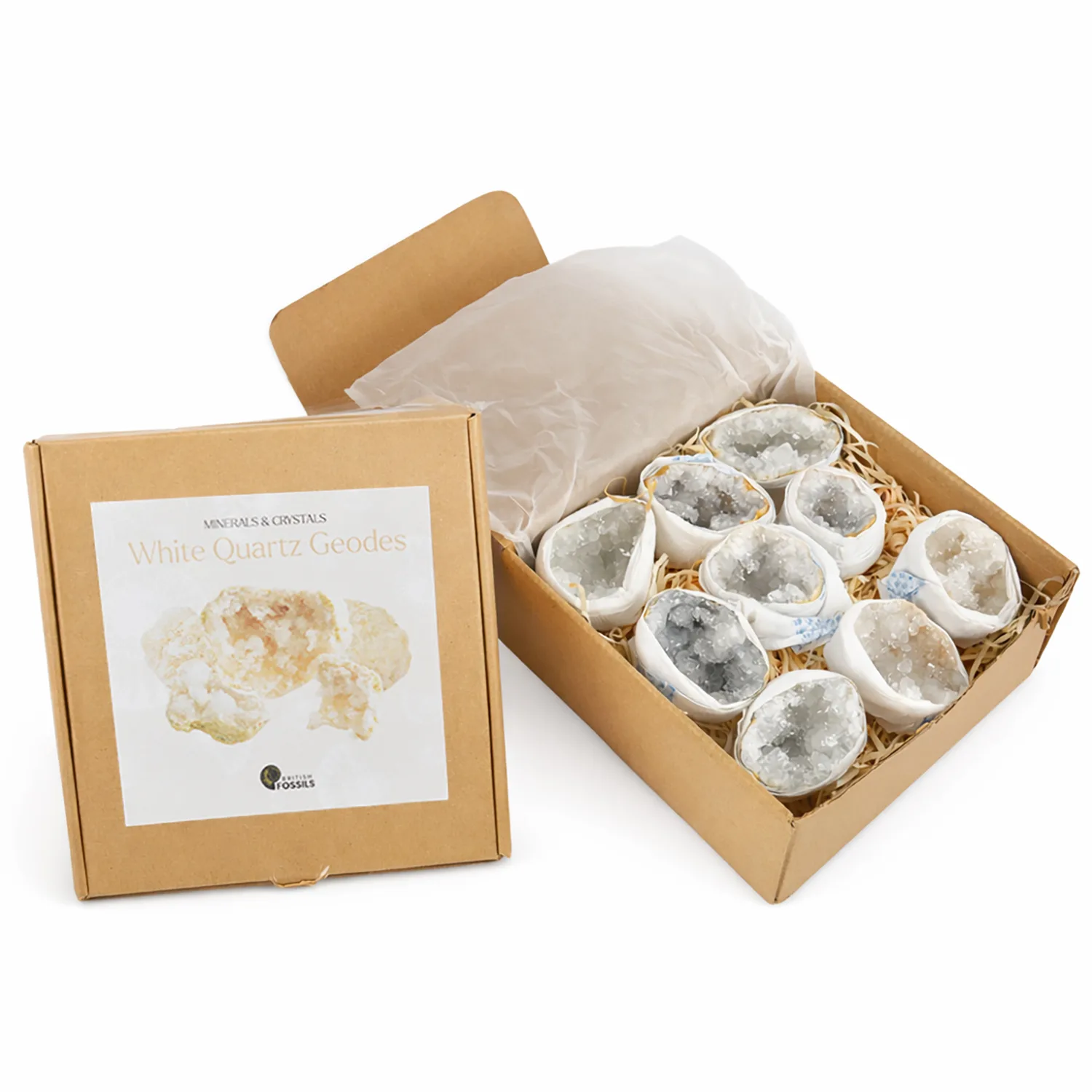 Boxed Natural White Geode Halves