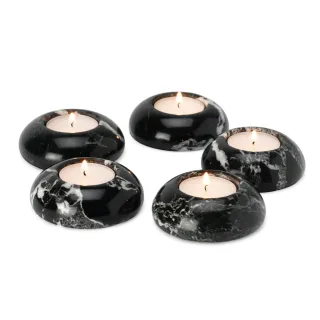 3" D-Shape Black Zebra Tea-Light Holder