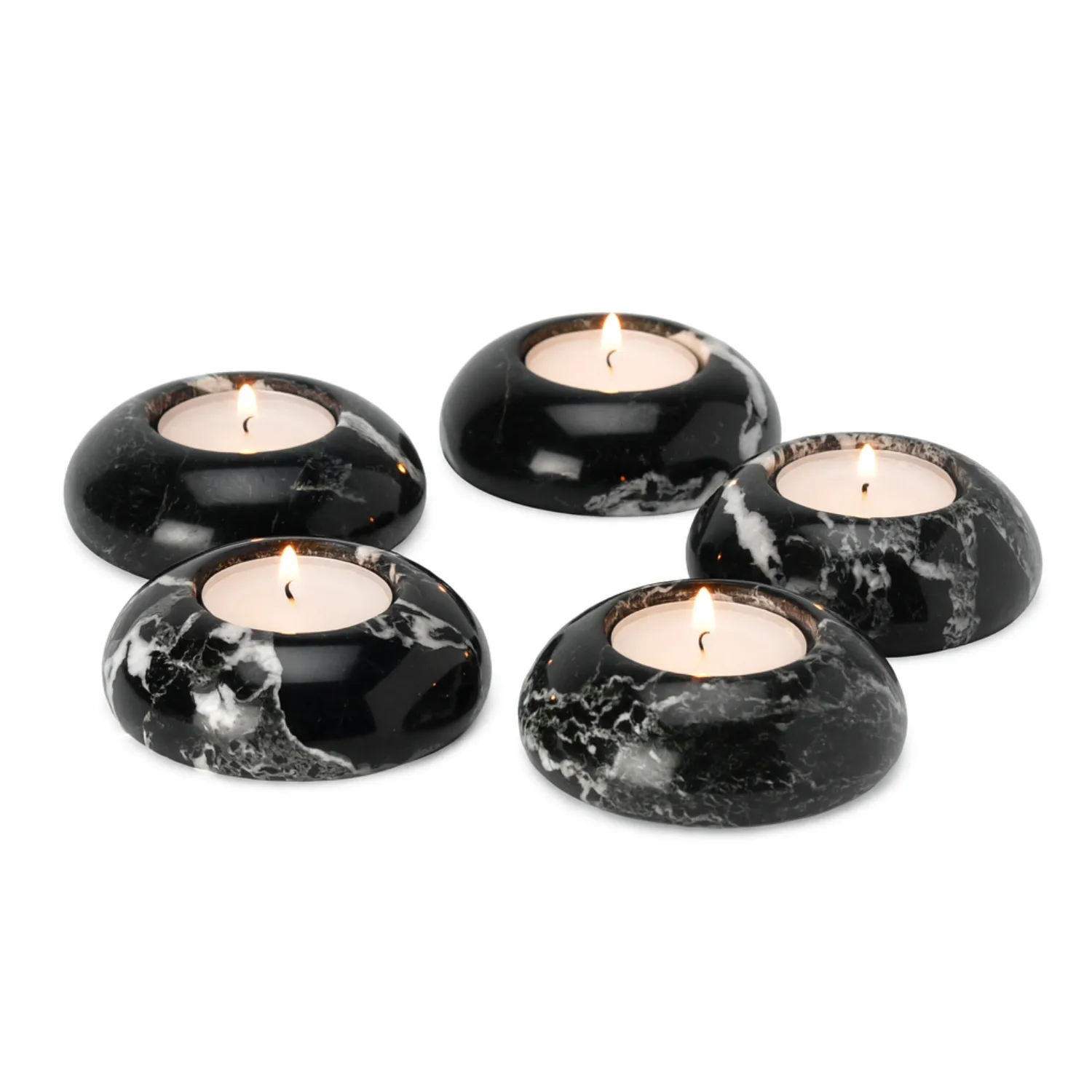 3" D-Shape Black Zebra Tea-Light Holder