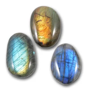 Labradorite Palmstone Pack — labradorite pebbles out