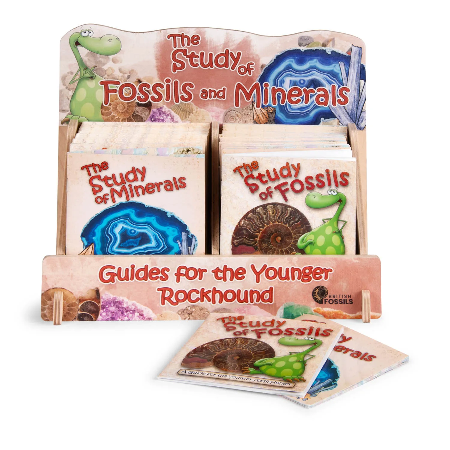 The Study of Fossils and Minerals Wooden Book Stand