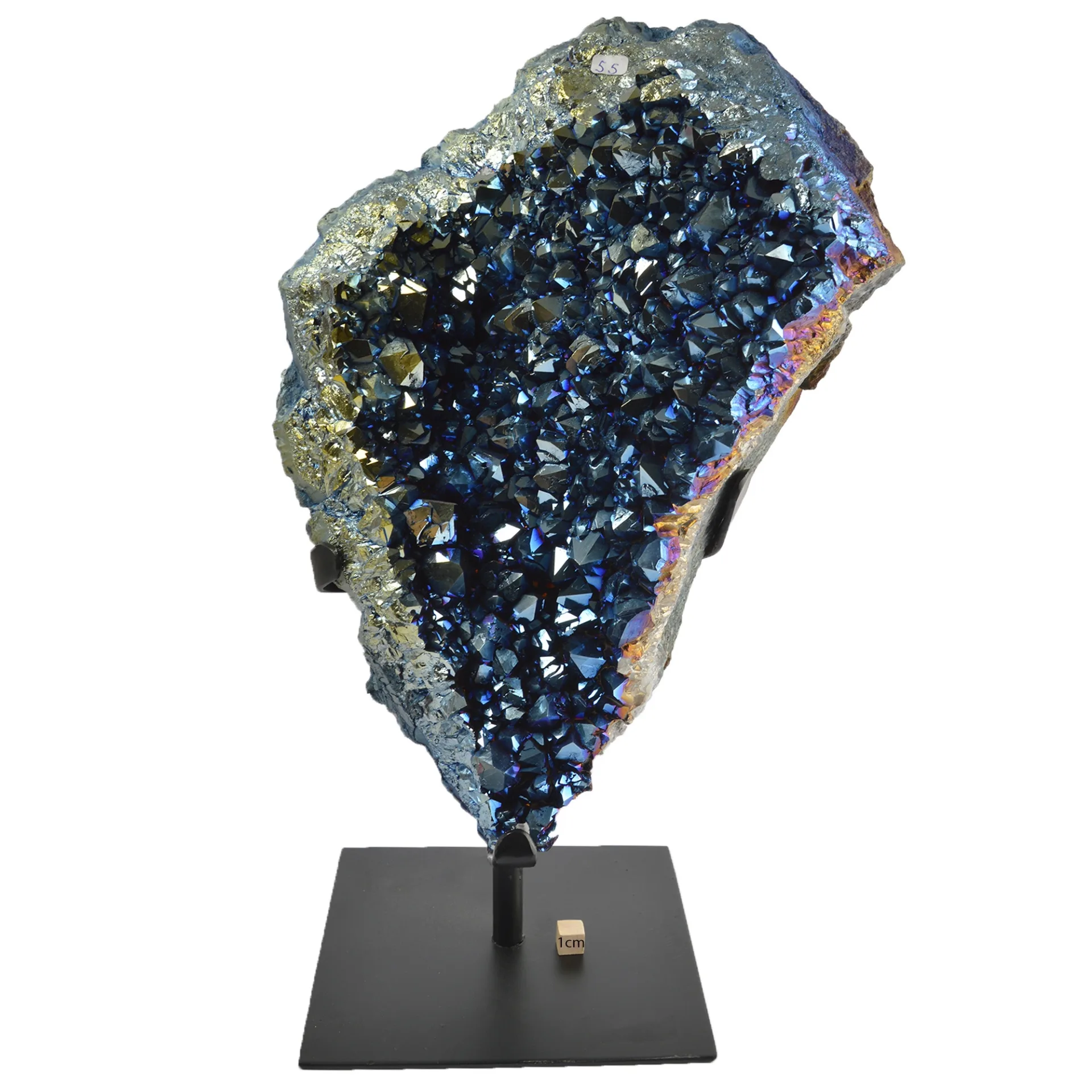 Blue Coated Amethyst Druze on Metal Base- 40% Off