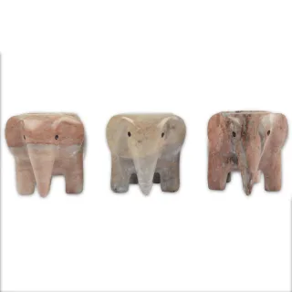 Marble 3" Elephant Tea-Light Holders — pink elephants