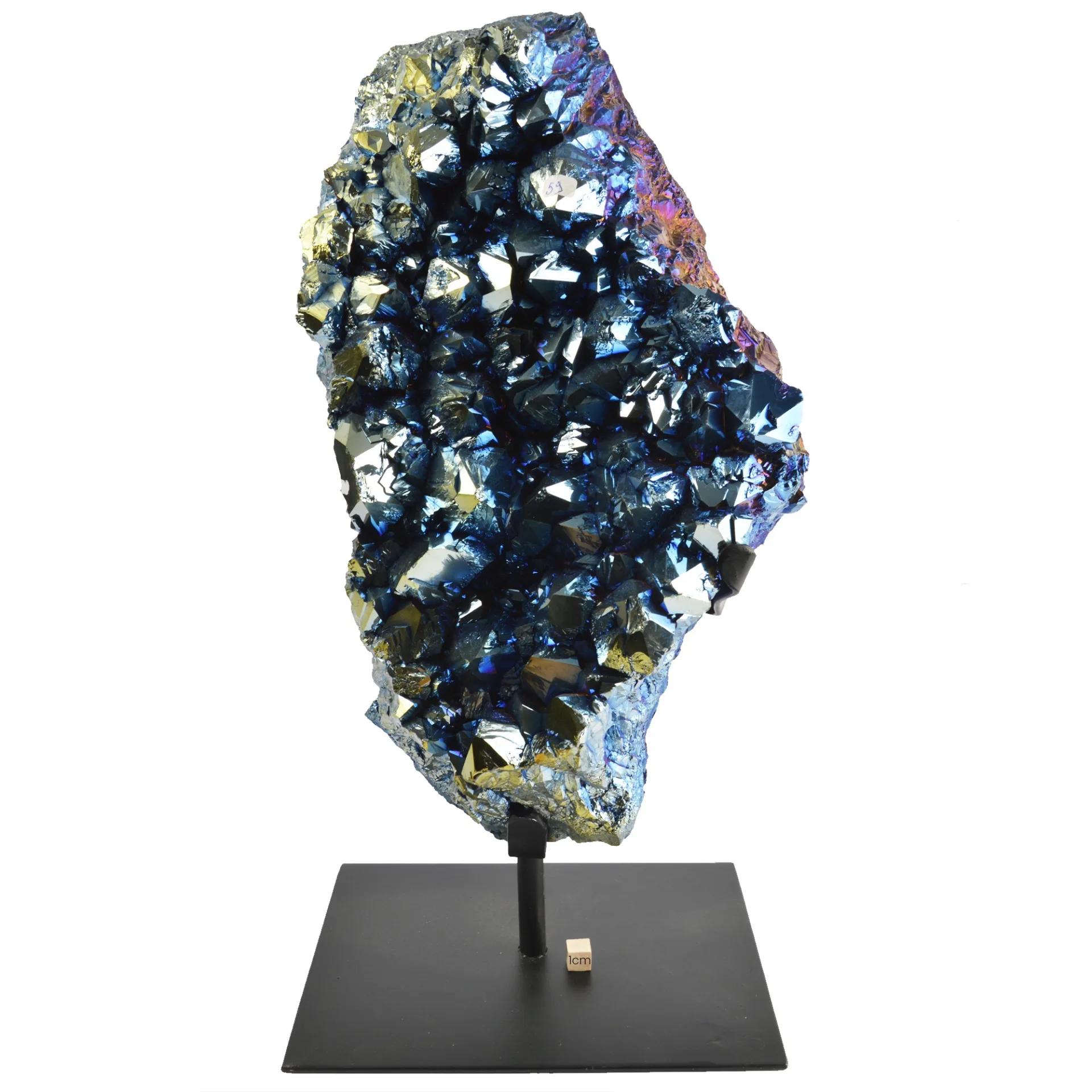 Blue Coated Amethyst Druze on Metal Base- 40% Off