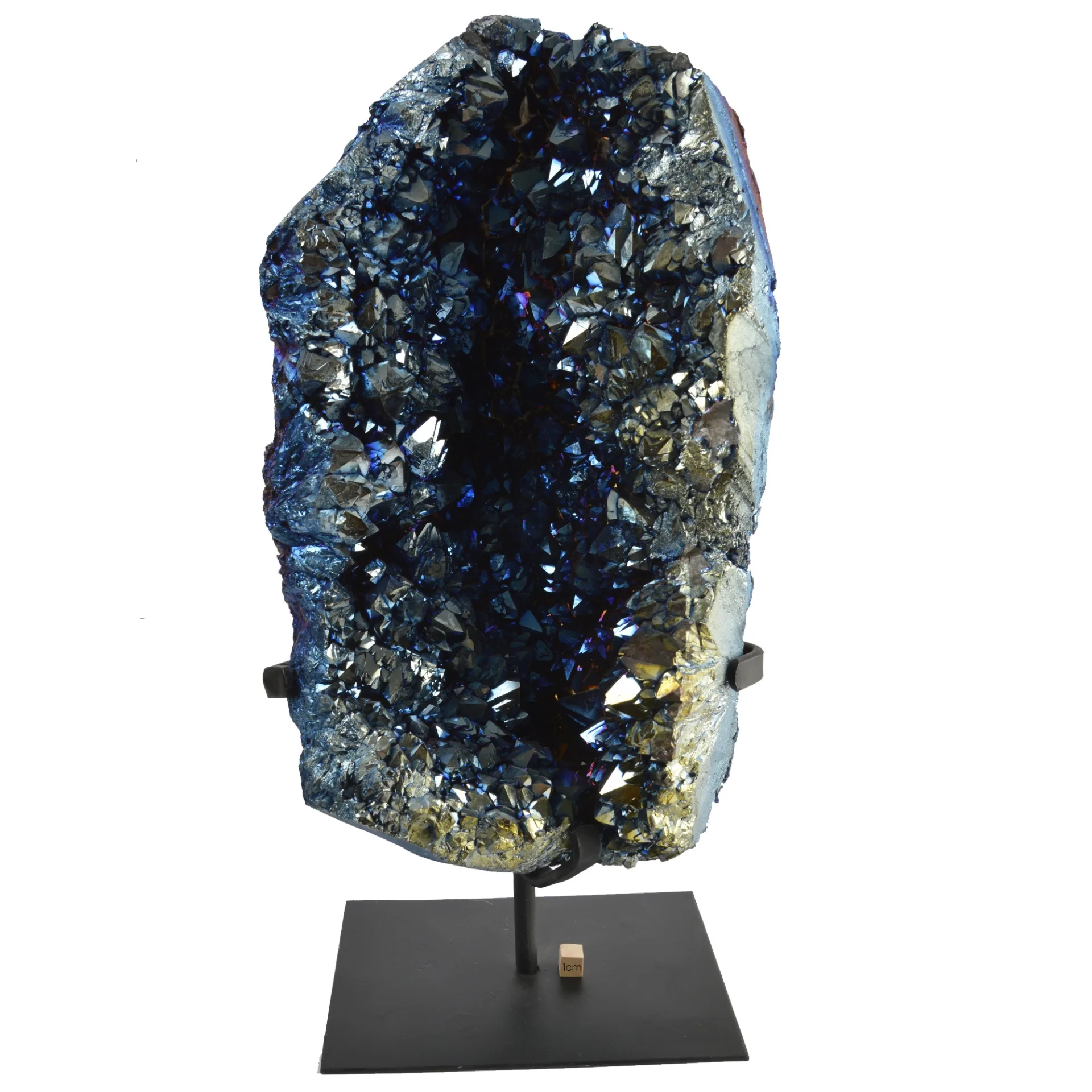 Blue Coated Amethyst Druze on Metal Base- 40% Off