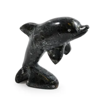 3" Marble Dolphins — 3 inch black marble dolphin
