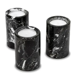 3" Cylinder Tea-Light Holders — 3 black marble cylinder tea light holder 2