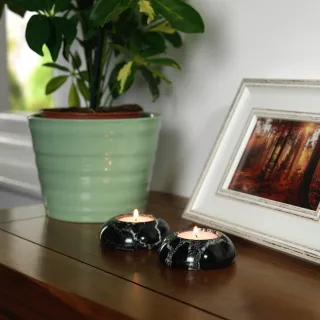 3" D-Shape Black Zebra Tea-Light Holder — 05 2018 bf01 0013