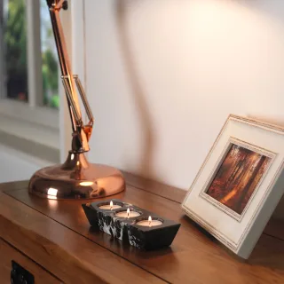 3-Hole Tea-Light Holder Black Marble — 08 2021 bf06 0005
