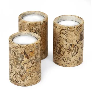 3" Cylinder Tea-Light Holders — 3 fossilstone cylinder tea light holder