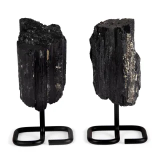 Black Tourmaline on Metal Base