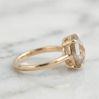 1.50 CT Champagne Step Cut Cushion Diamond Ring, Unique Cushion Cut Engagement Ring, 14K Gold Solitaire Ring, Proposal Ring for Her