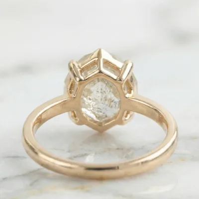 2.33 CT Salt and Pepper Step Cut Marquise Shape Solitaire Diamond 14K Yellow Gold Four Prong Setting Engagement Or Wedding Ring Gift For Her