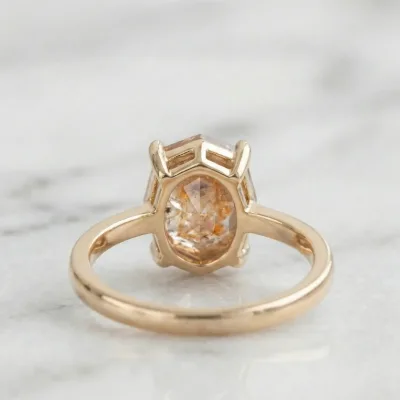 1.50 CT Champagne Step Cut Cushion Diamond Ring, Unique Cushion Cut Engagement Ring, 14K Gold Solitaire Ring, Proposal Ring for Her