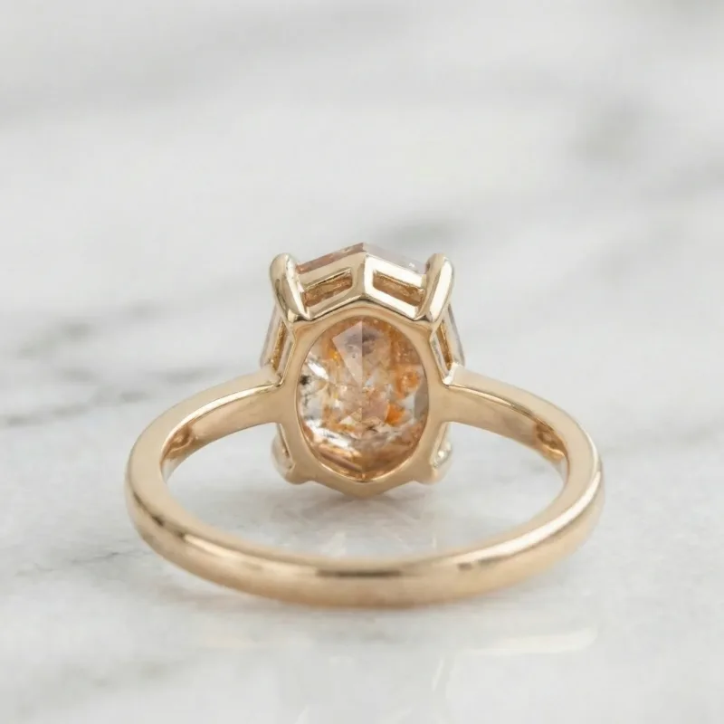 1.50 CT Champagne Step Cut Cushion Diamond Ring, Unique Cushion Cut Engagement Ring, 14K Gold Solitaire Ring, Proposal Ring for Her